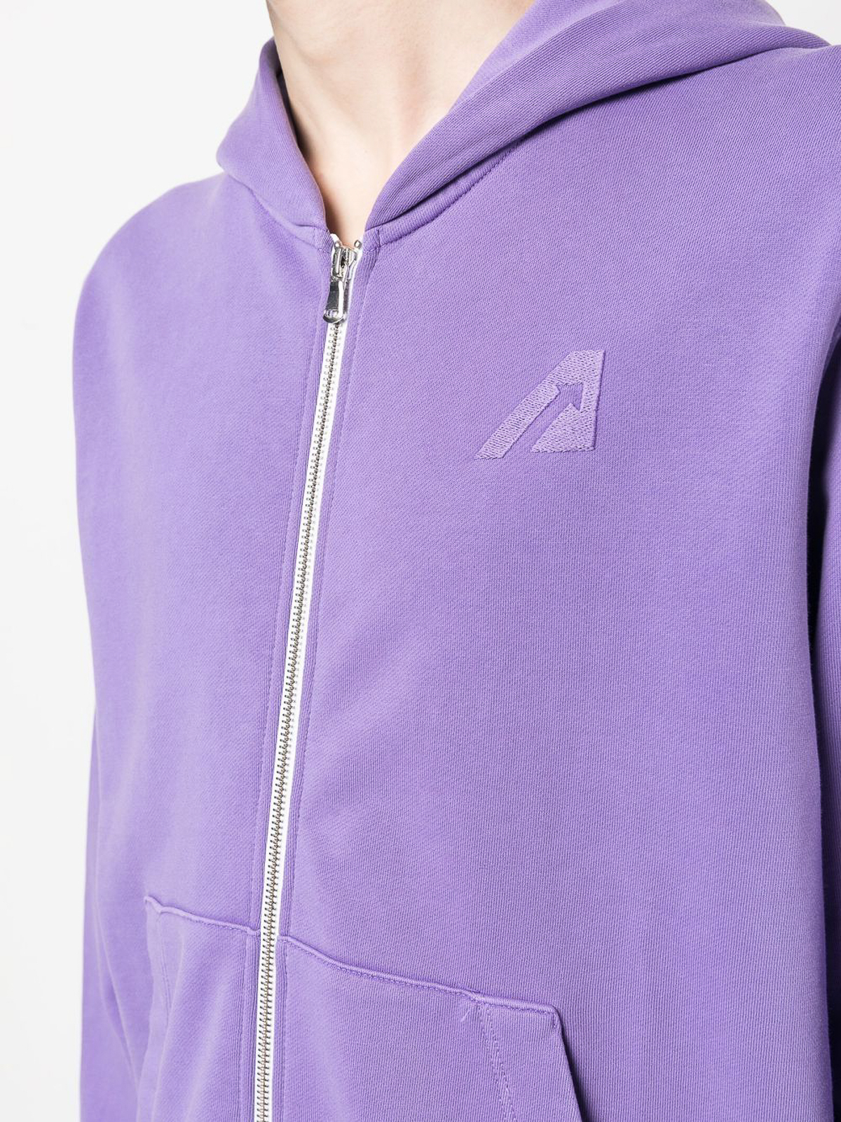 Shop Autry Zipped Cotton Sweatshirts With Hoodie In Purple