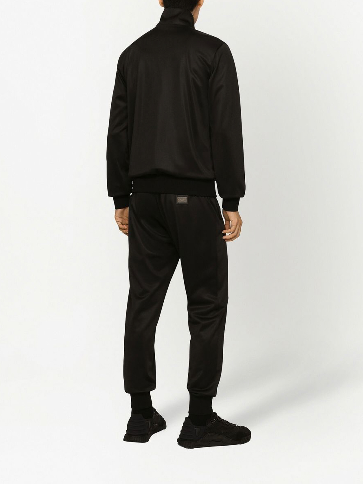 Shop Dolce & Gabbana Logo-plaque Zipped Track Sweatshirt In Negro