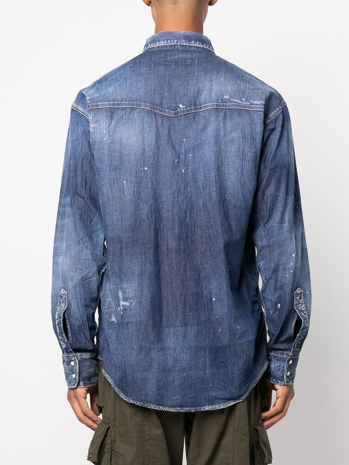 Shop Dsquared2 Denim Shirt With Pocket On The Front In Light Wash