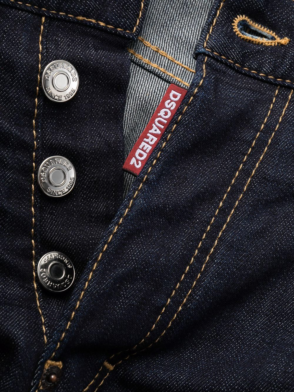 Shop Dsquared2 Jeans With Hide Buttons And Logo Patch In Dark Wash