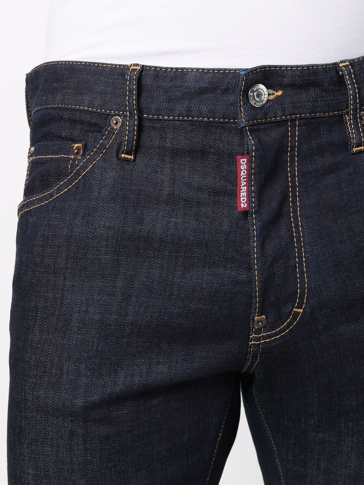 Shop Dsquared2 Jeans With Hide Buttons And Logo Patch In Dark Wash
