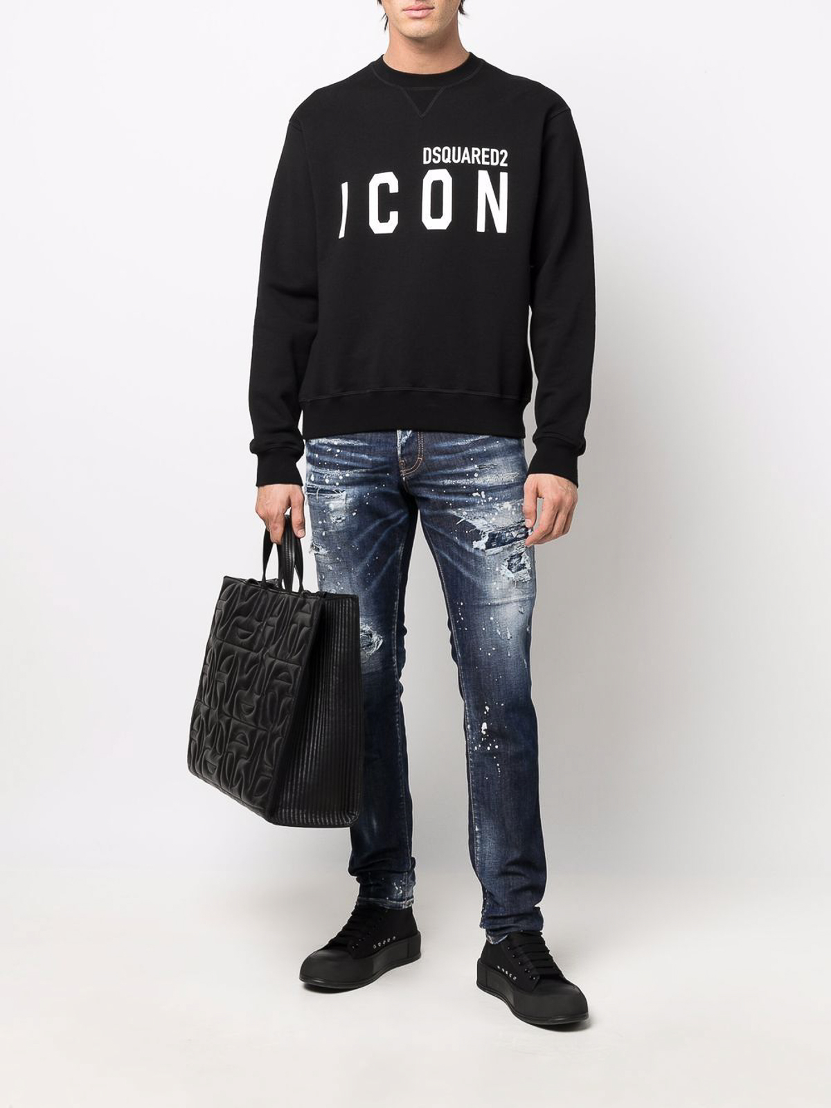 Shop Dsquared2 Cotton Icon Logo Sweatshirt In Black