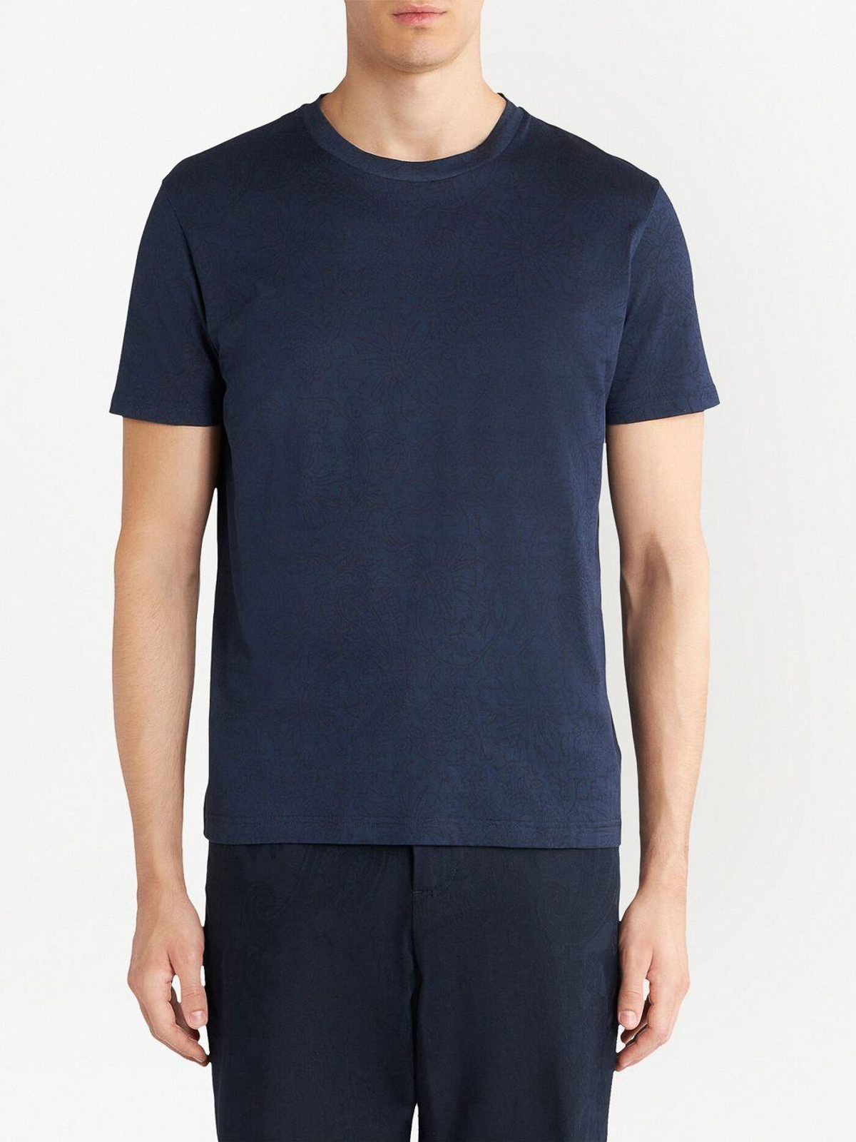 Shop Etro Paysley Cotton Tee In Blue