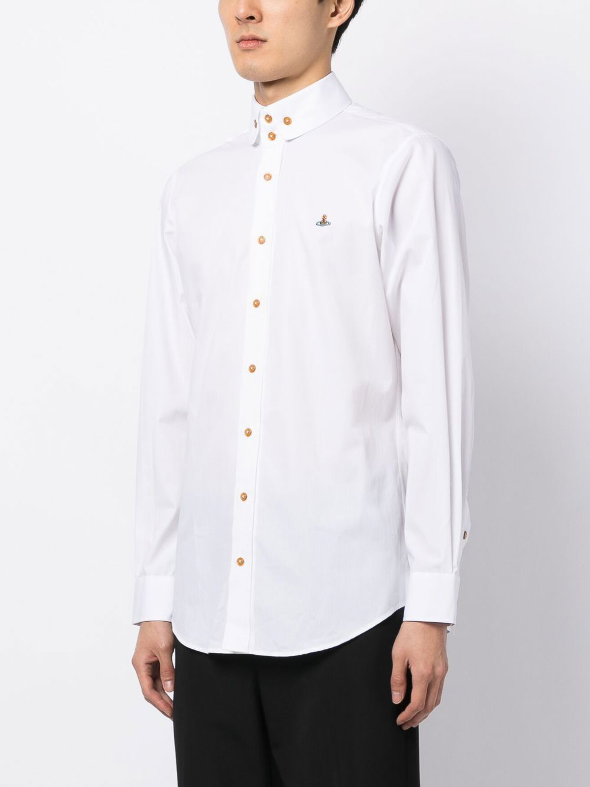 Shop Vivienne Westwood Embroidery Orb Buttoned Shirt In White