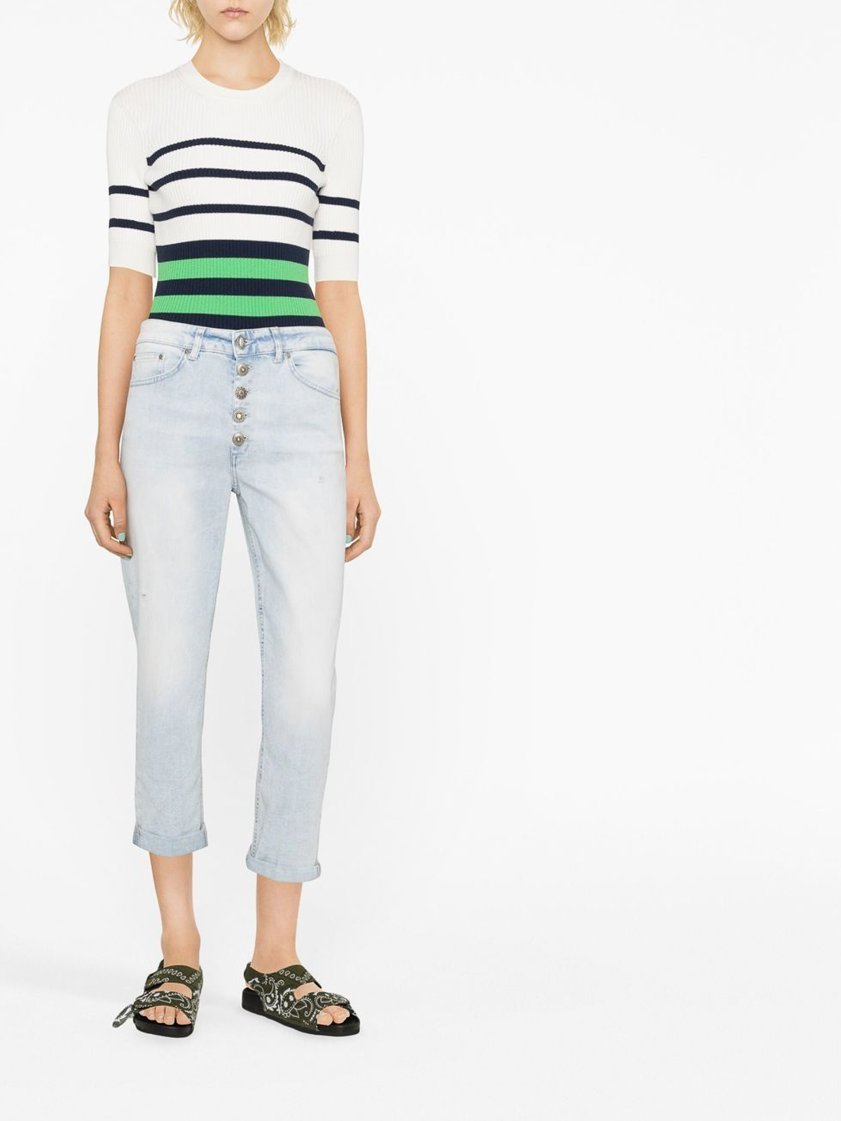 Shop Dondup Mid Rise Faded Jeans In Light Wash