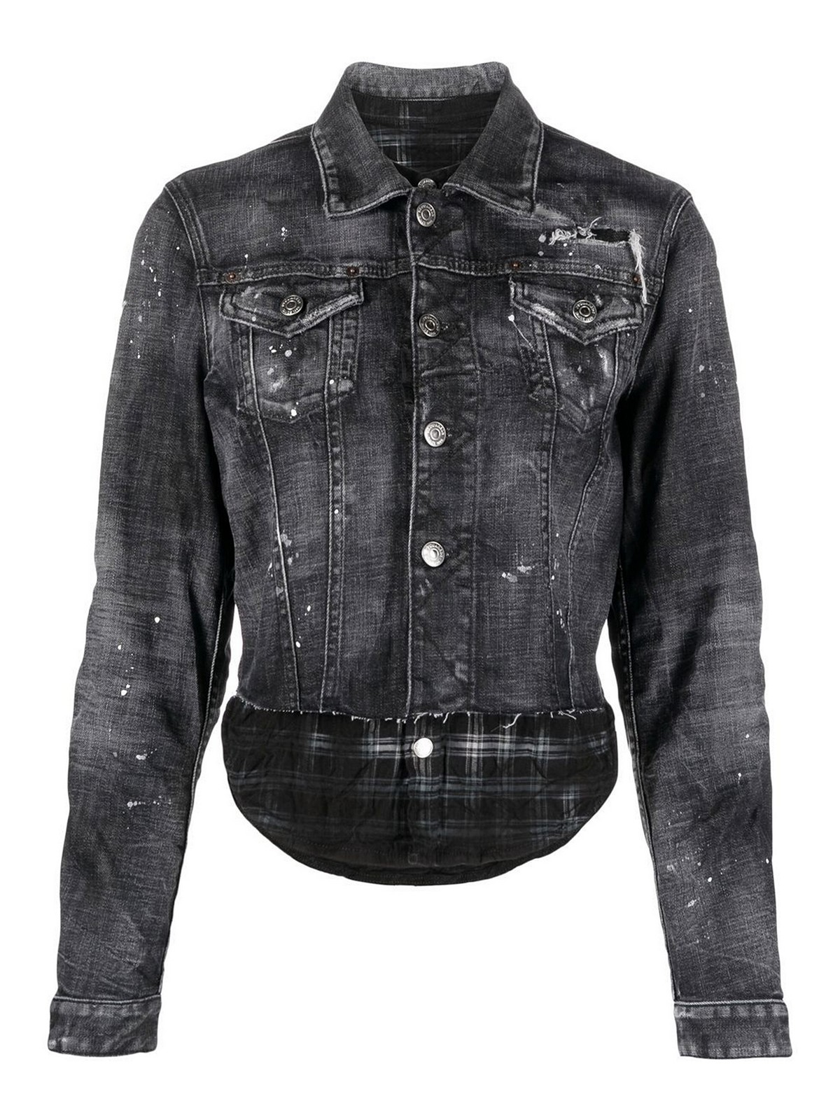 Shop Dsquared2 Distressed Effect Jean Jacket In Black