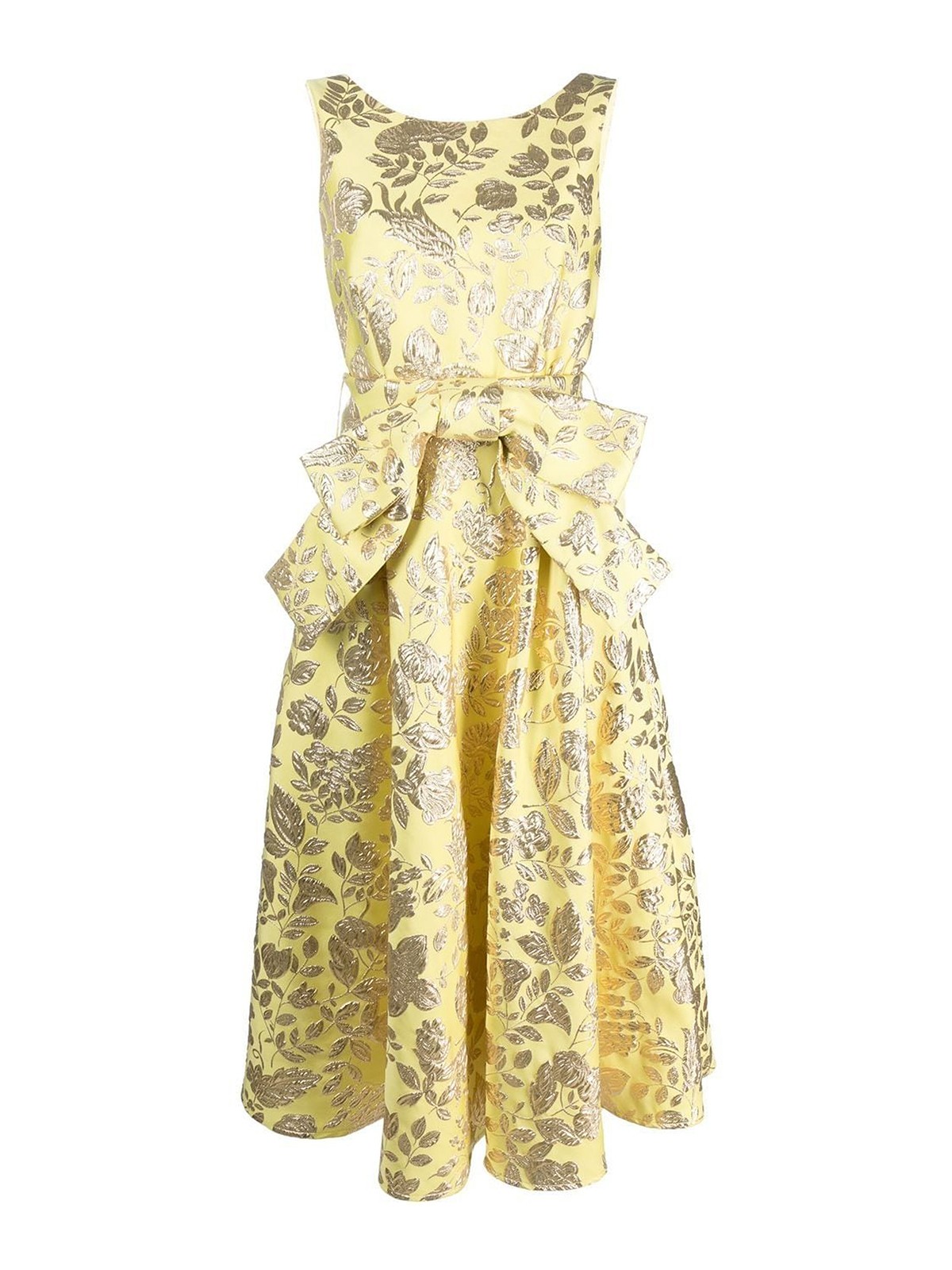 Shop P.a.r.o.s.h Oversize Bow Detail Dress In Yellow