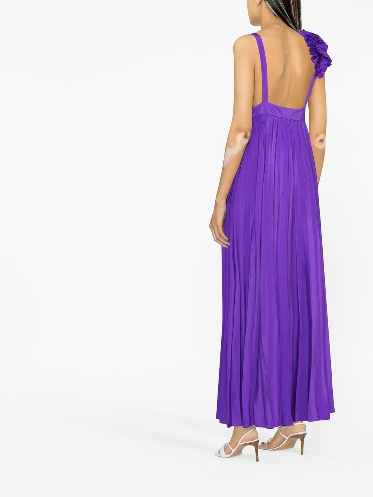 Shop P.a.r.o.s.h Floral Applique Dress In Purple