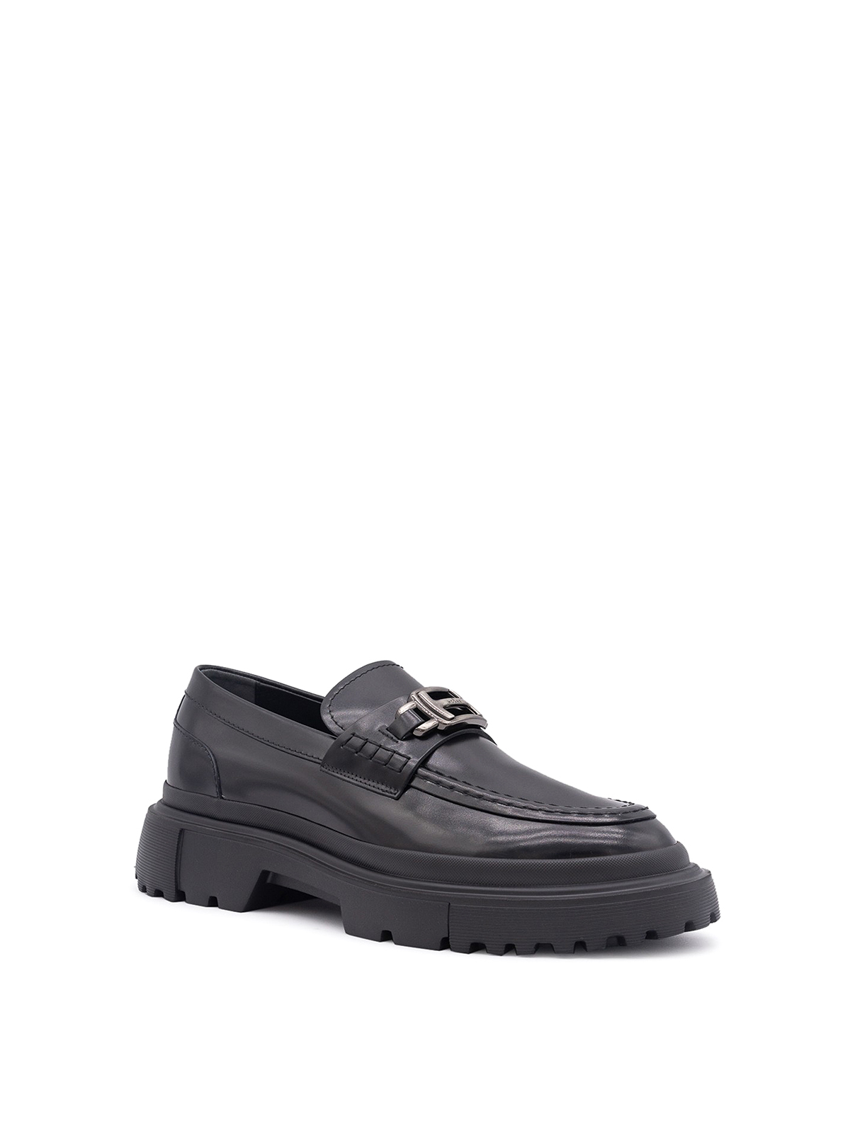 Shop Hogan Leather Loafers In Negro