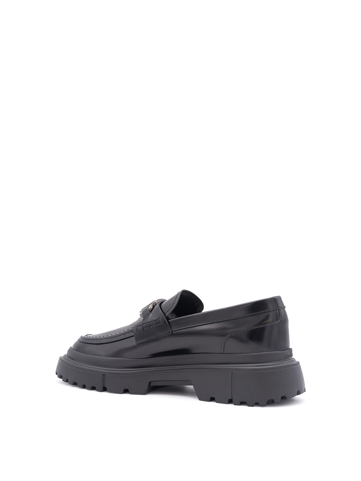 Shop Hogan Leather Loafers In Negro