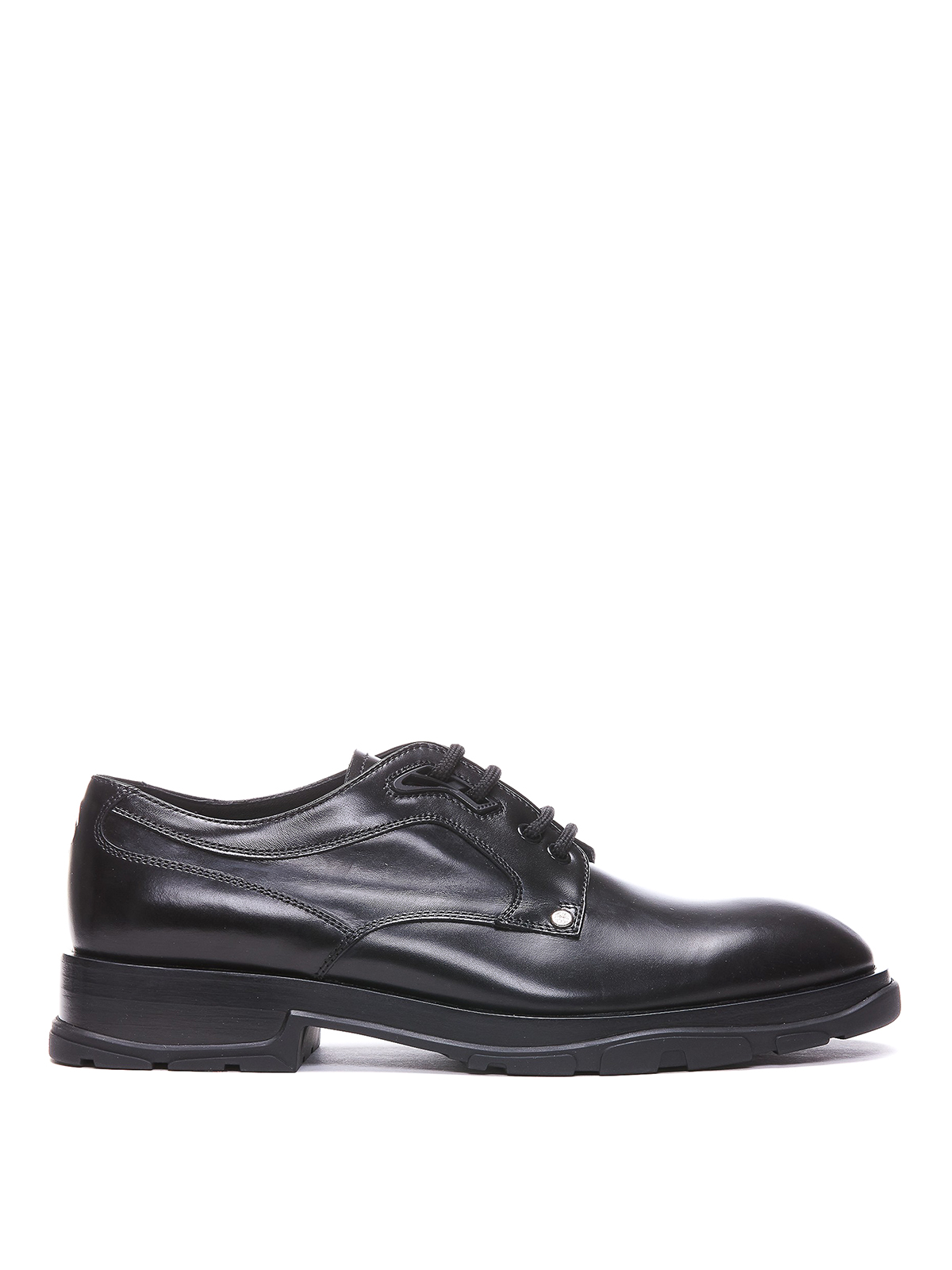 Alexander Mcqueen Derby Leather Loafers In Negro