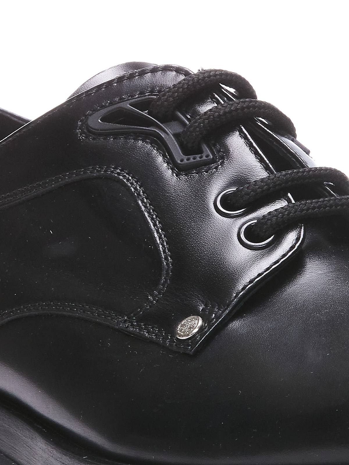 Shop Alexander Mcqueen Derby Leather Loafers In Negro
