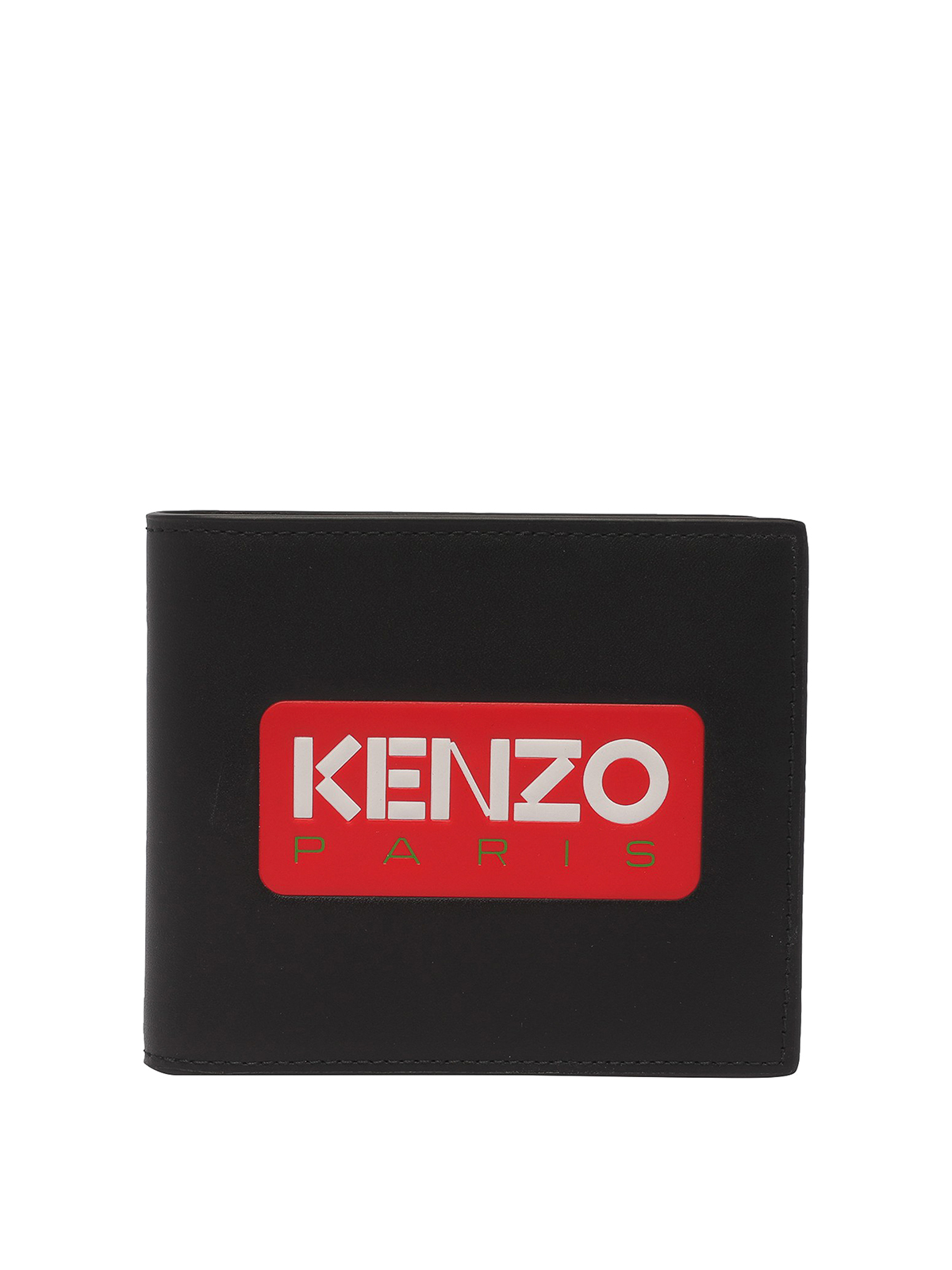 Kenzo Frontal Logo Leather Wallet In Black