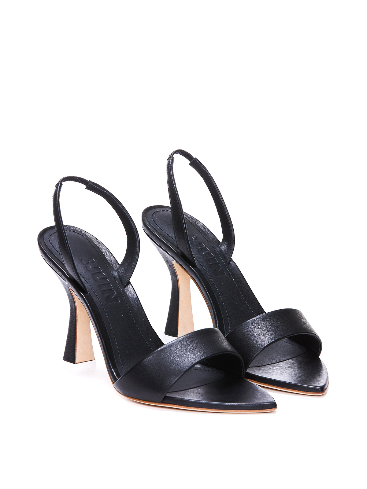 Shop 3juin Leather Sandals In Black