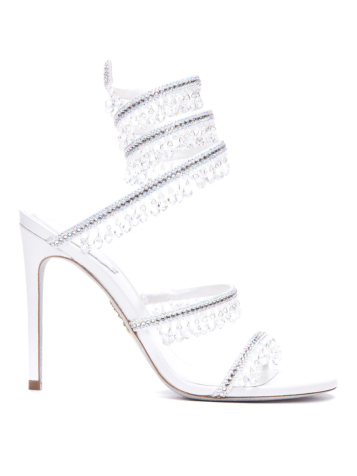 Shop René Caovilla Chandelier Crystal Embellished Sandals In White