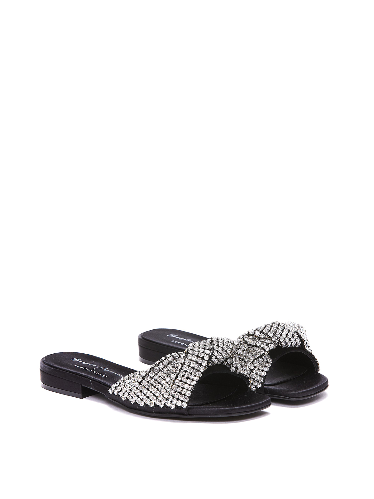 Shop Sergio Rossi Crystal Embellished Sandals In Negro