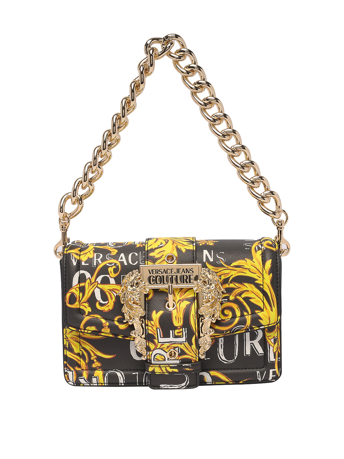 Versace Jeans Couture Chained Removable Strap Clutch In Black