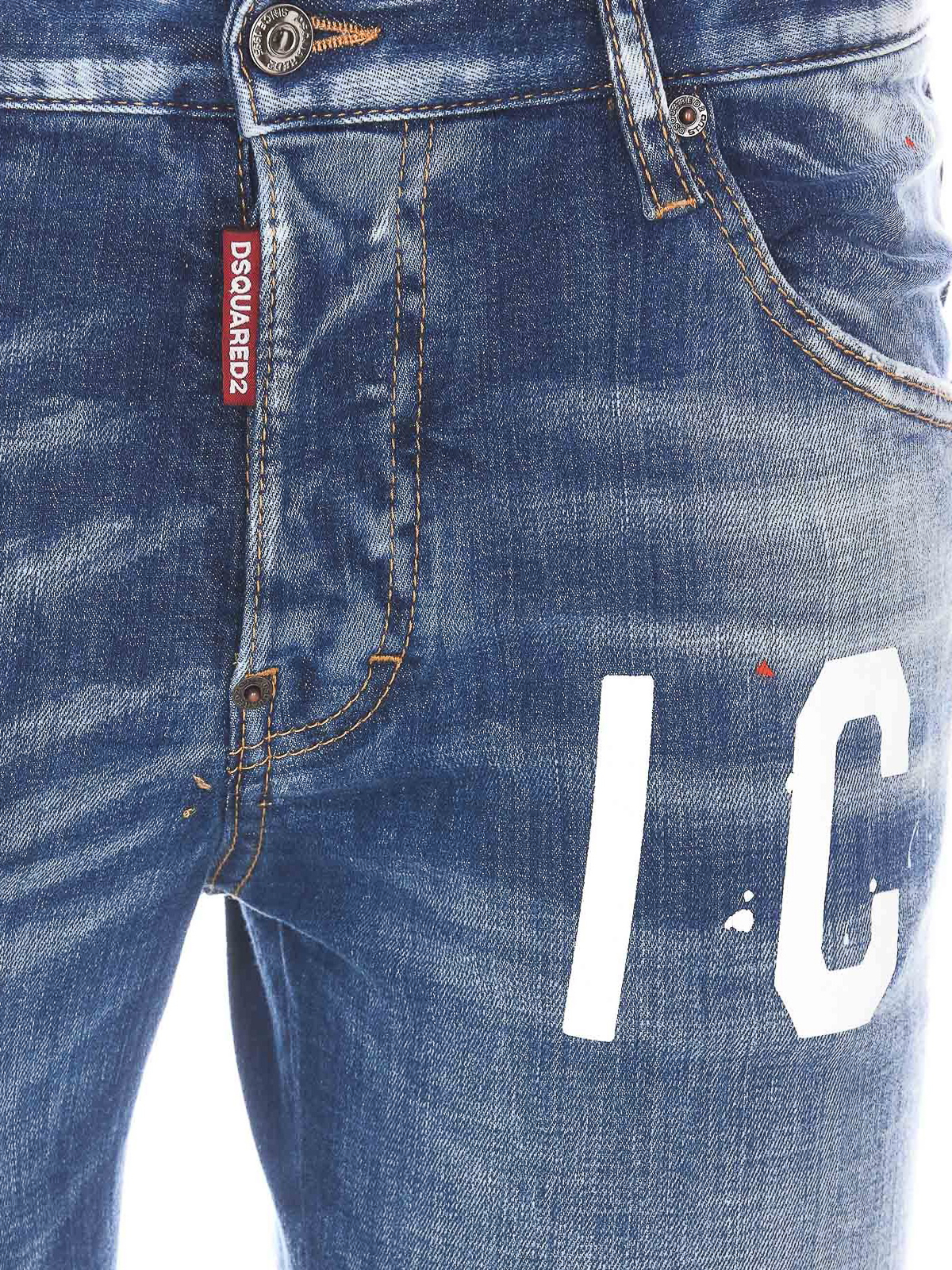 Straight leg Dsquared2 - printed denim jeans