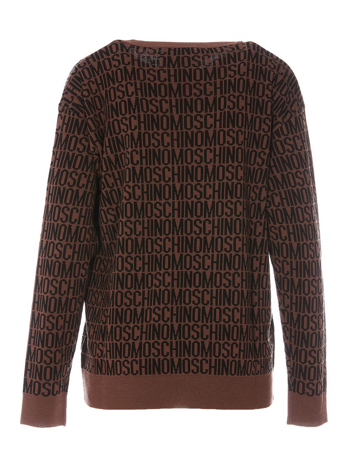 Moschino monogram-jacquard Crew Neck Jumper - Brown