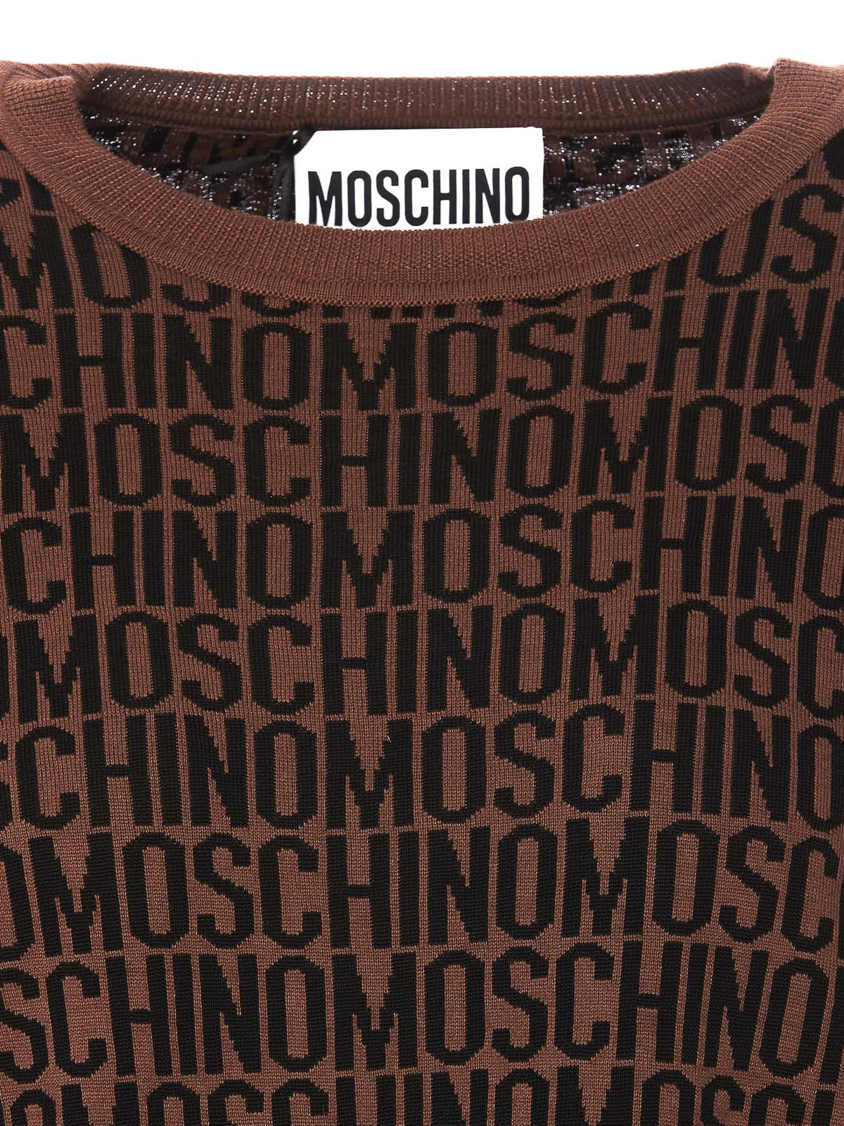 Moschino monogram-jacquard Crew Neck Jumper - Brown