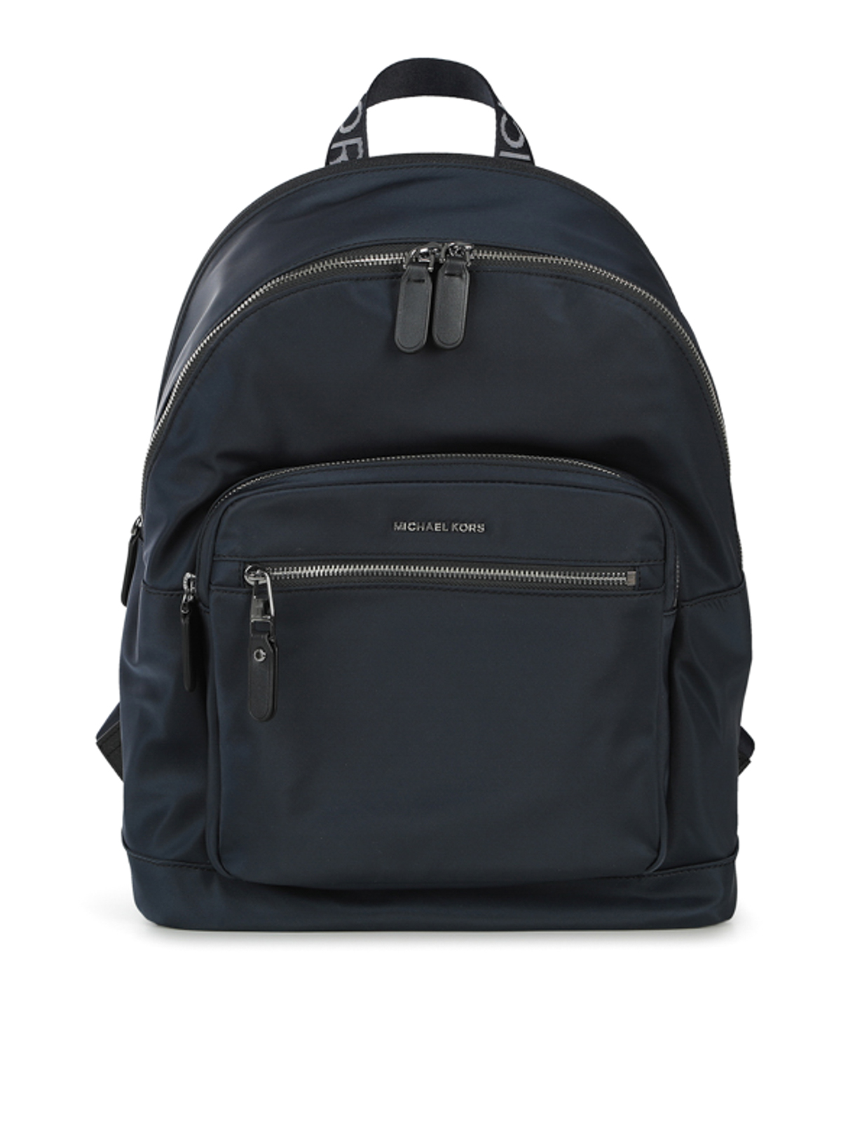 Shop Michael Michael Kors Nylon Backpack With External Pocket And Logo In Blue