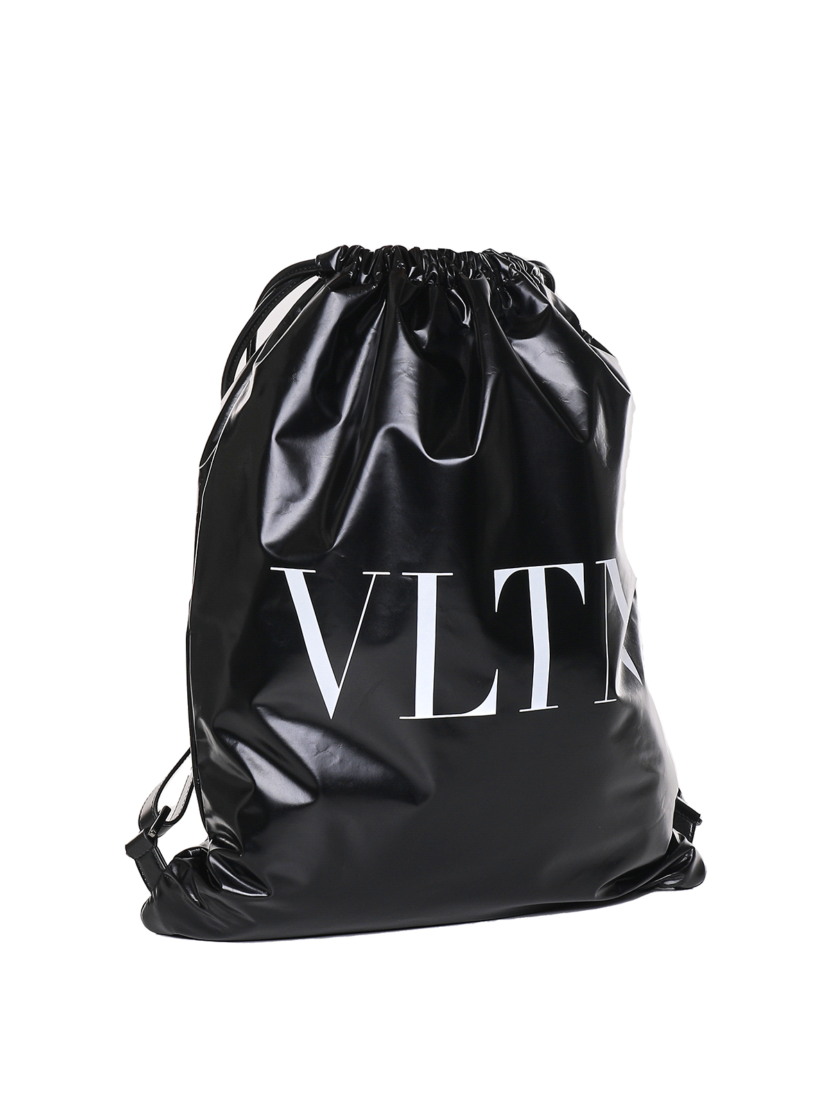 Shop Valentino Leather Backpack With Logo In Black