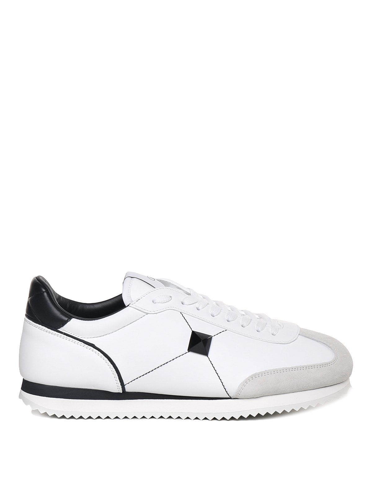Valentino Garavani Leather Trainers With Suede Toe In White