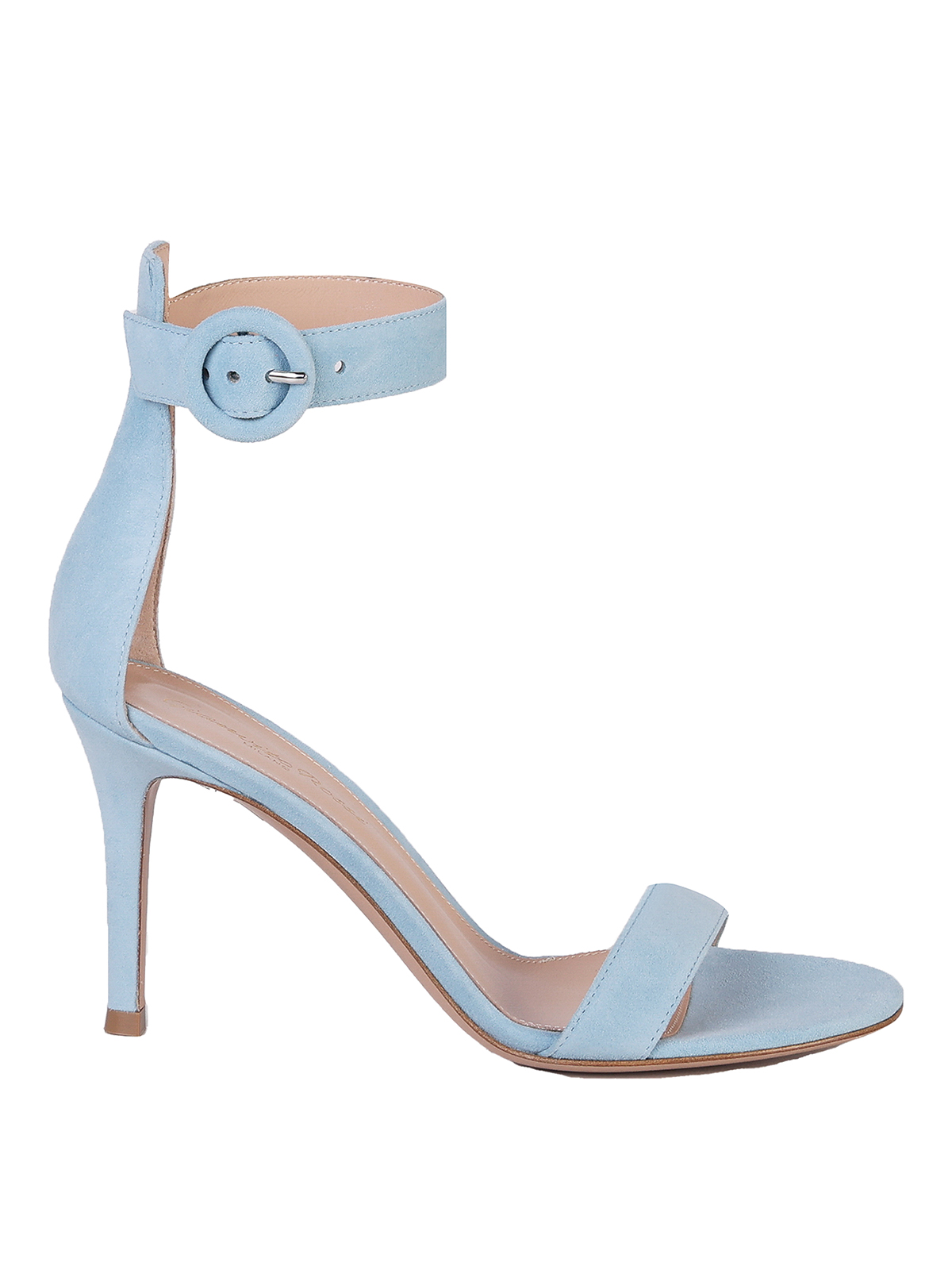 Gianvito Rossi Suede Sandals With Ankle Strap In Azul Claro