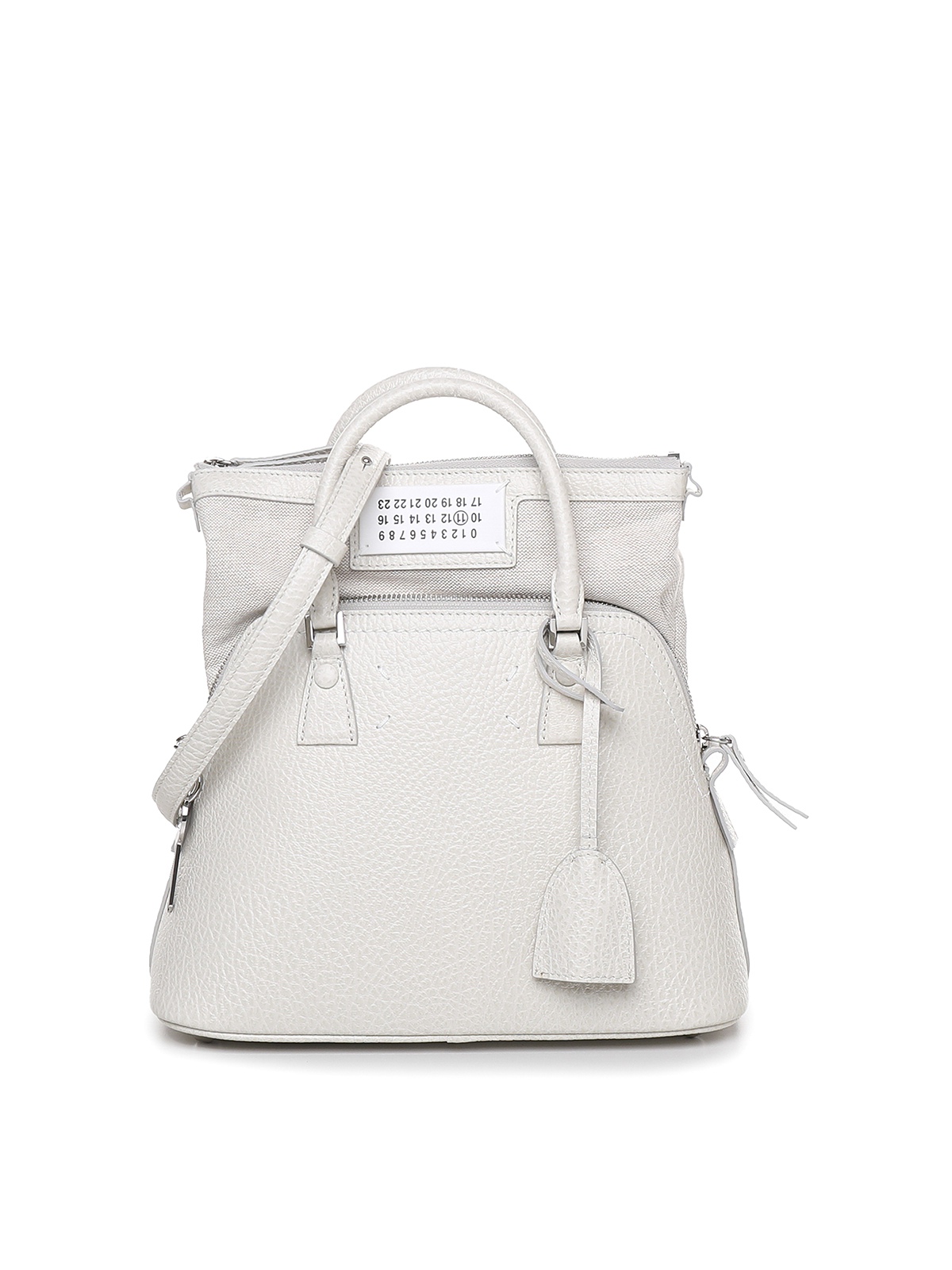 Maison Margiela Grained Leather Bag With Canvas Lining In Blanco