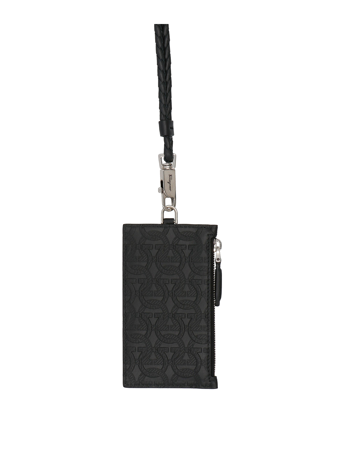 Shop Ferragamo Gancio Card Holder With Shoulder Strap In Black