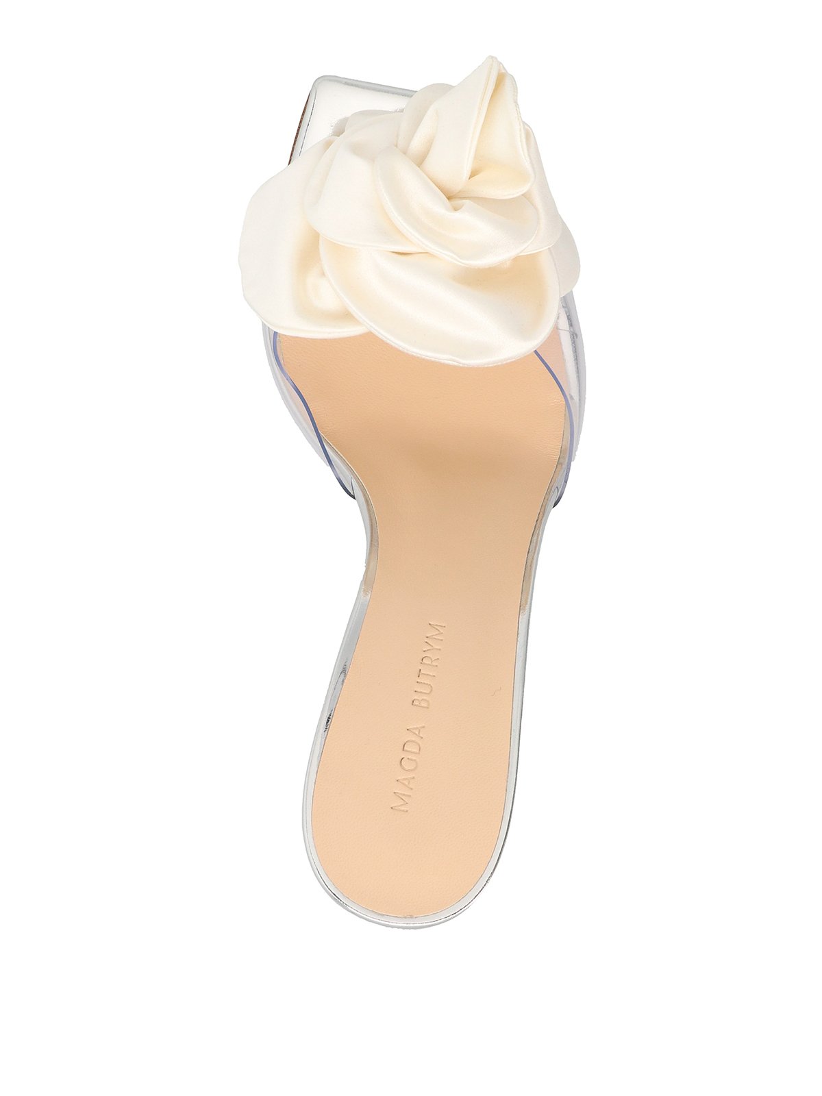 【MAGDA BUTRYM】海外セレブ愛用◎ フラワーピープトゥミュール Magda Butrym Flower plexi mules - White - Women | 531423CREAM