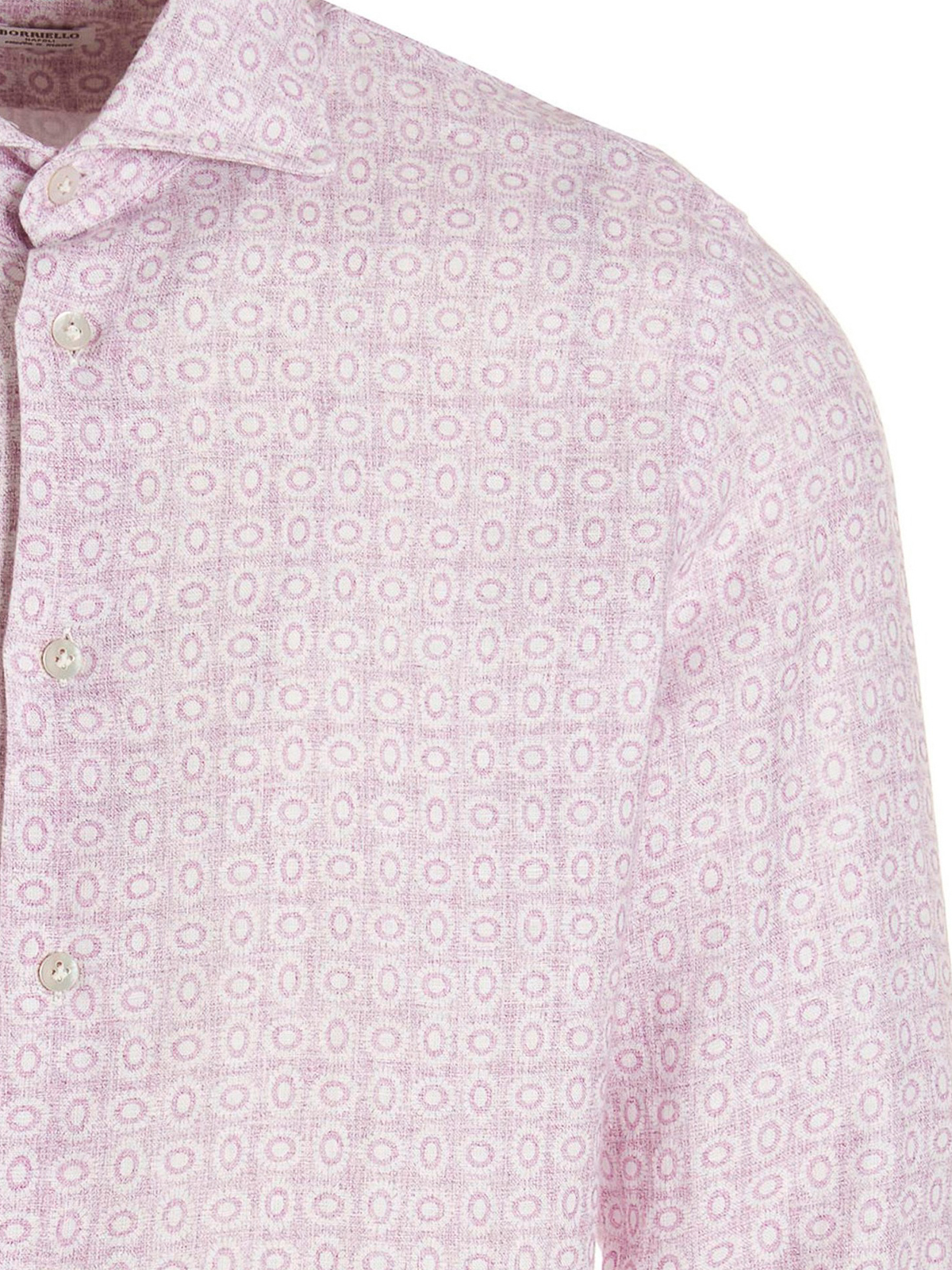 Shop Borriello Napoli Printed Linen Shirt In Purple