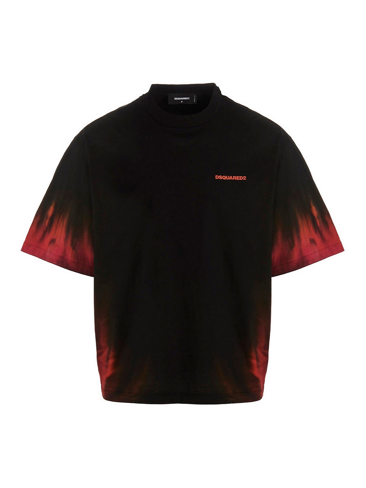 Shop Dsquared2 T-shirt D2 Flame Drop In Black