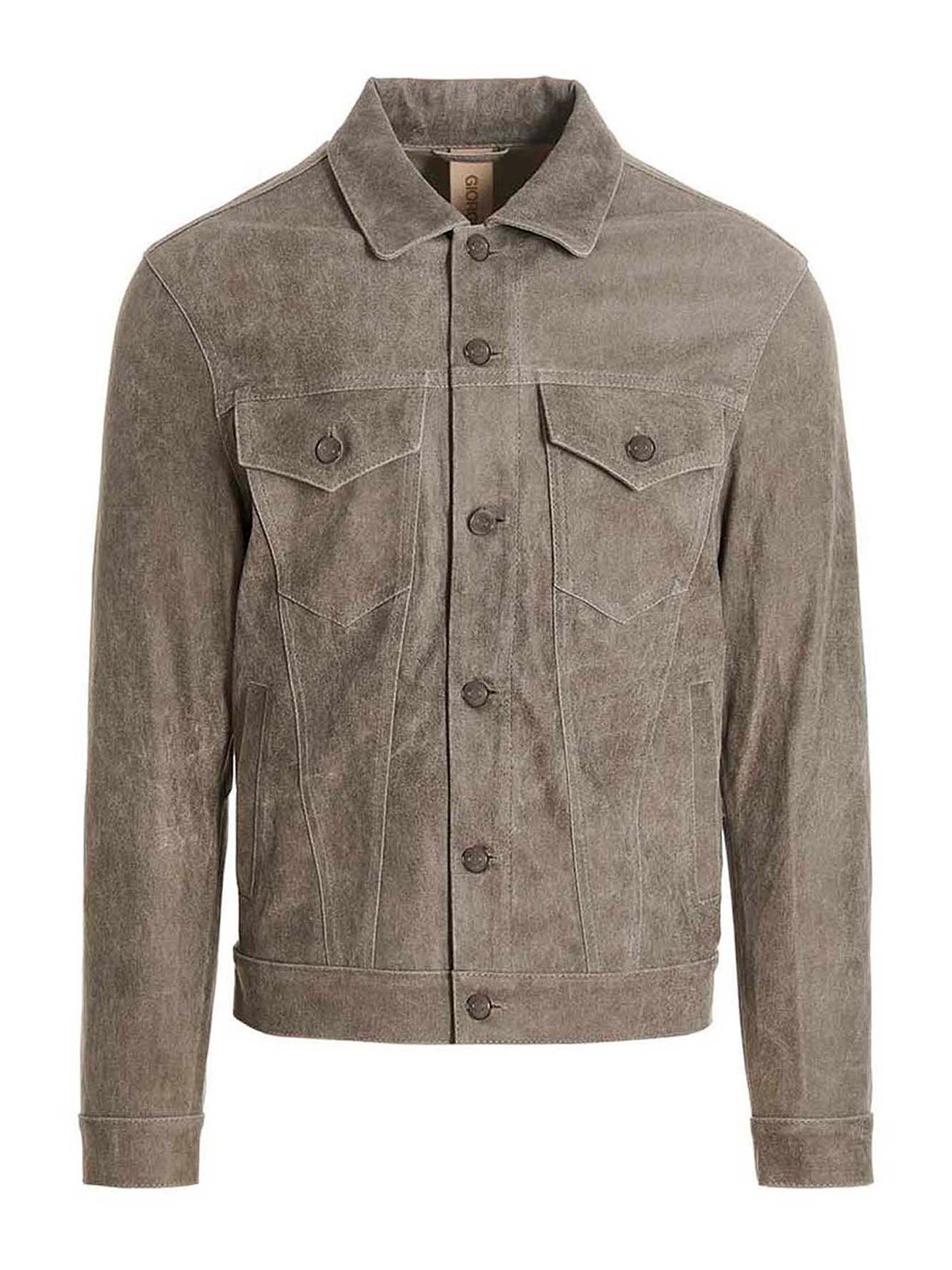 Giorgio Brato Leather Jacket In Grey