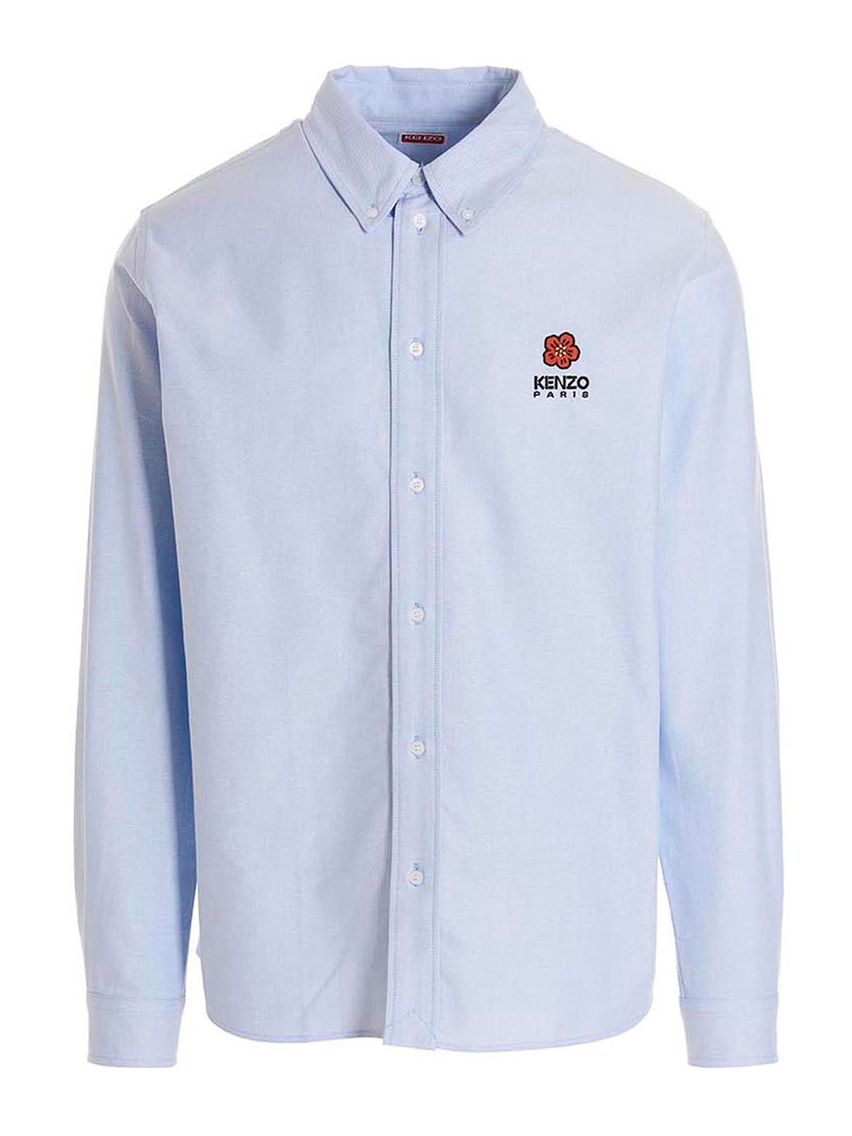 Shop Kenzo Embroidered Logo Shirt In Light Blue