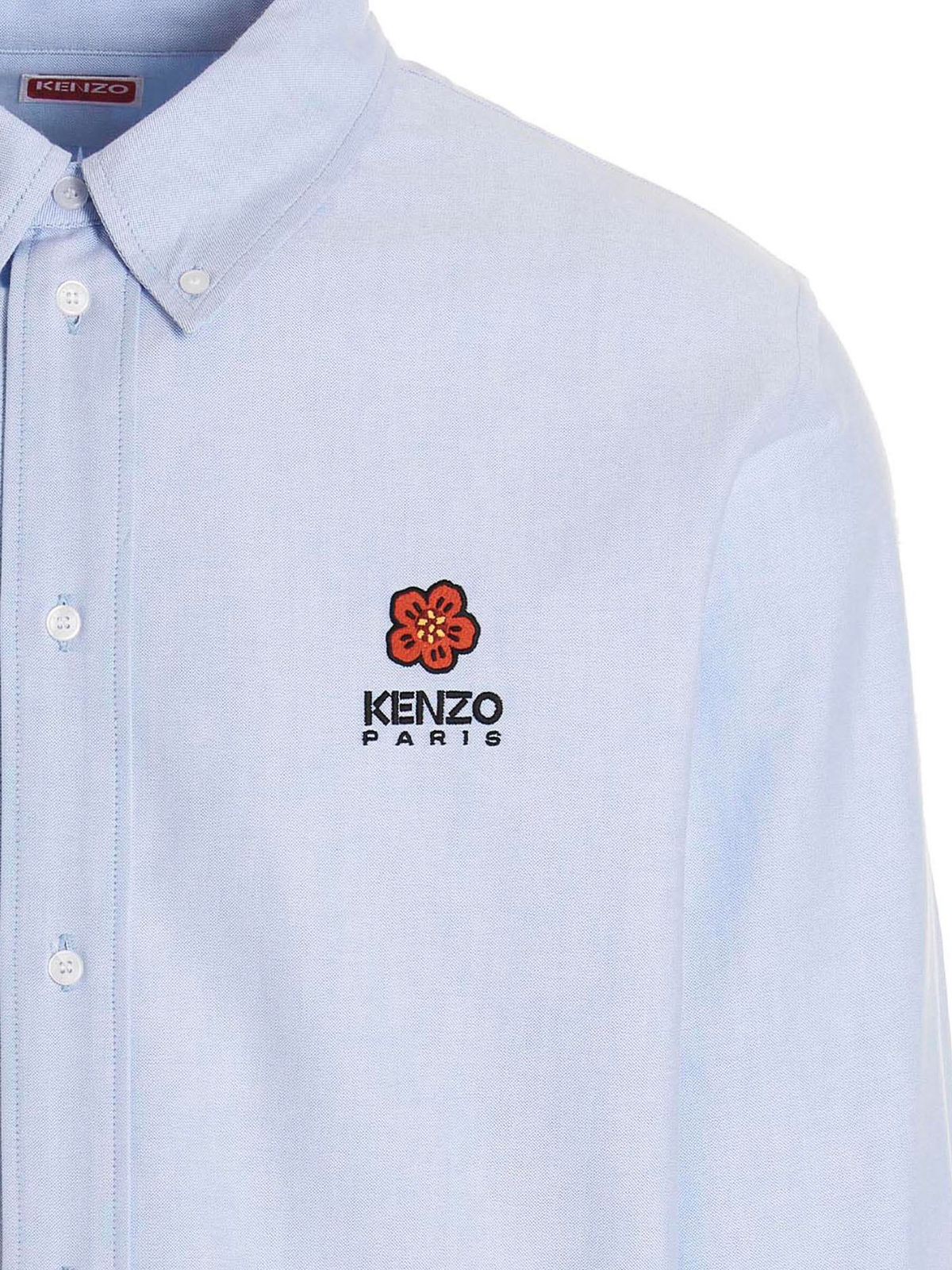 Shop Kenzo Embroidered Logo Shirt In Light Blue