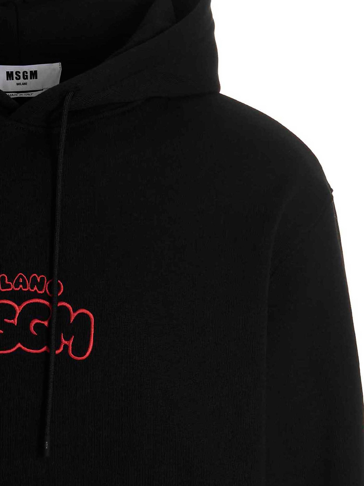 Shop Msgm Logo Embroidery Hoodie By Burro Studio In Black