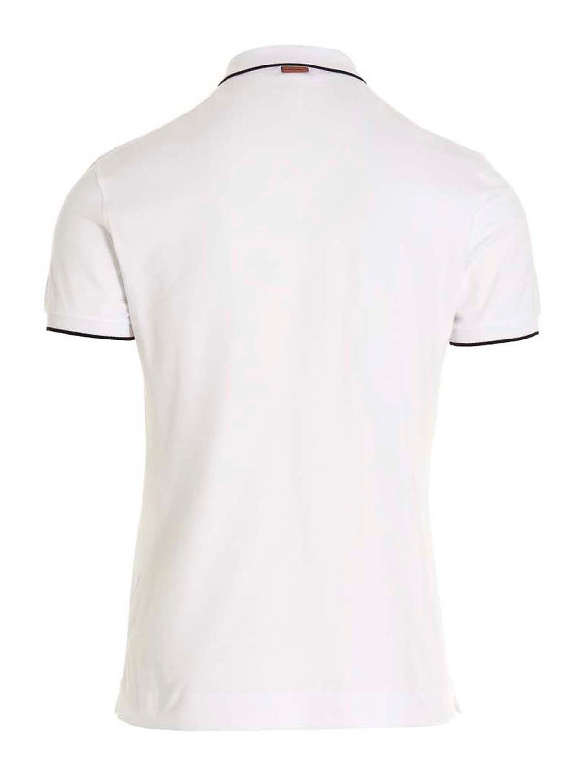 Shop Zegna Embroidered Logo Polo Shirt In Blanco