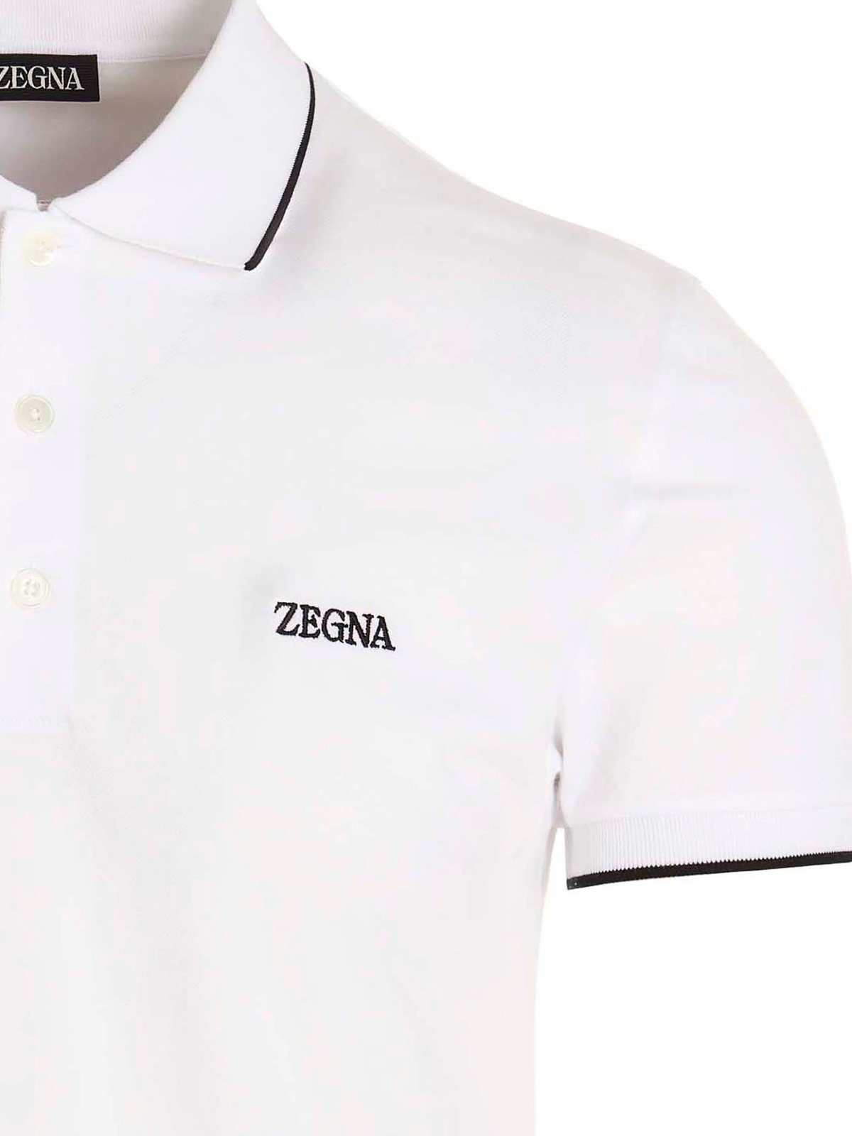Shop Zegna Embroidered Logo Polo Shirt In Blanco
