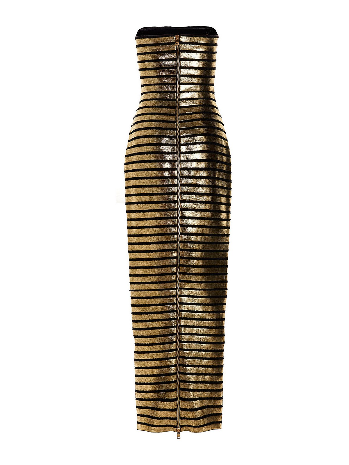 Balmain Golden striped bustier dress - Women|AF1RM025KD52EAD Balmain Golden striped bustier dress - Women|AF1RM025KD52EAD