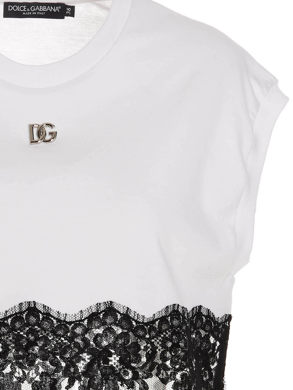 Shop Dolce & Gabbana Logo Lace T-shirt In White