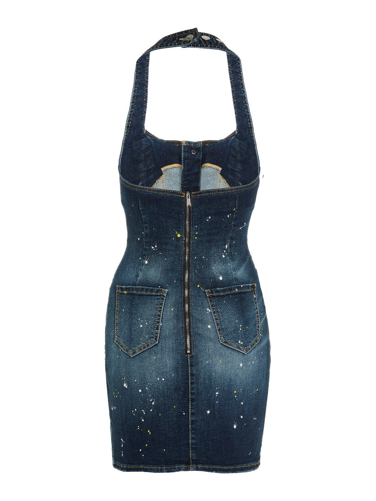 Shop Dsquared2 Sequin Spots Denim Dress In Blue