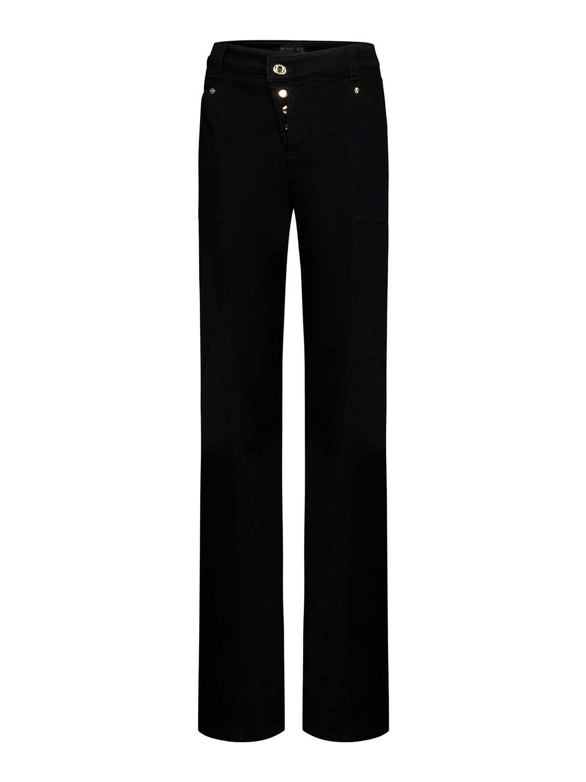 Tom Ford Mid Rise Wide Leg Cotton Denim Jeans In Black