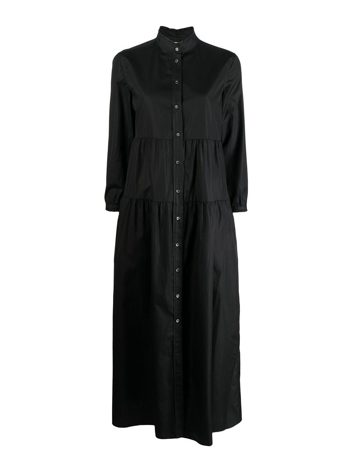 Shop Aspesi Shirt Style Maxi Dress In Black