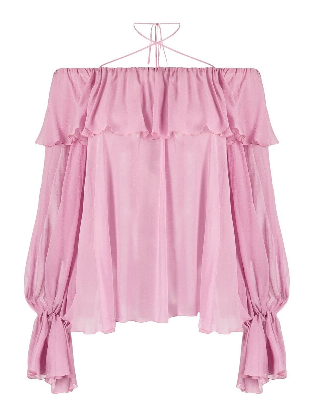 Blumarine Silk Chiffon Off-the-shoulder Top In Pink