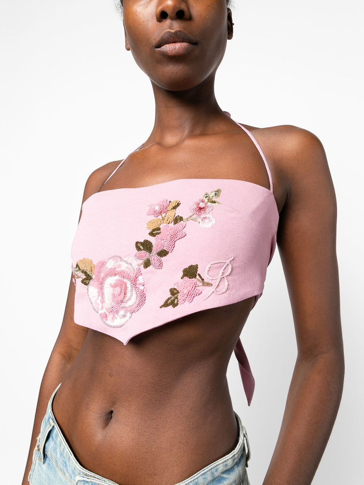 Blumarine Rose embroidery top - Pink - Women|2C206AN0778