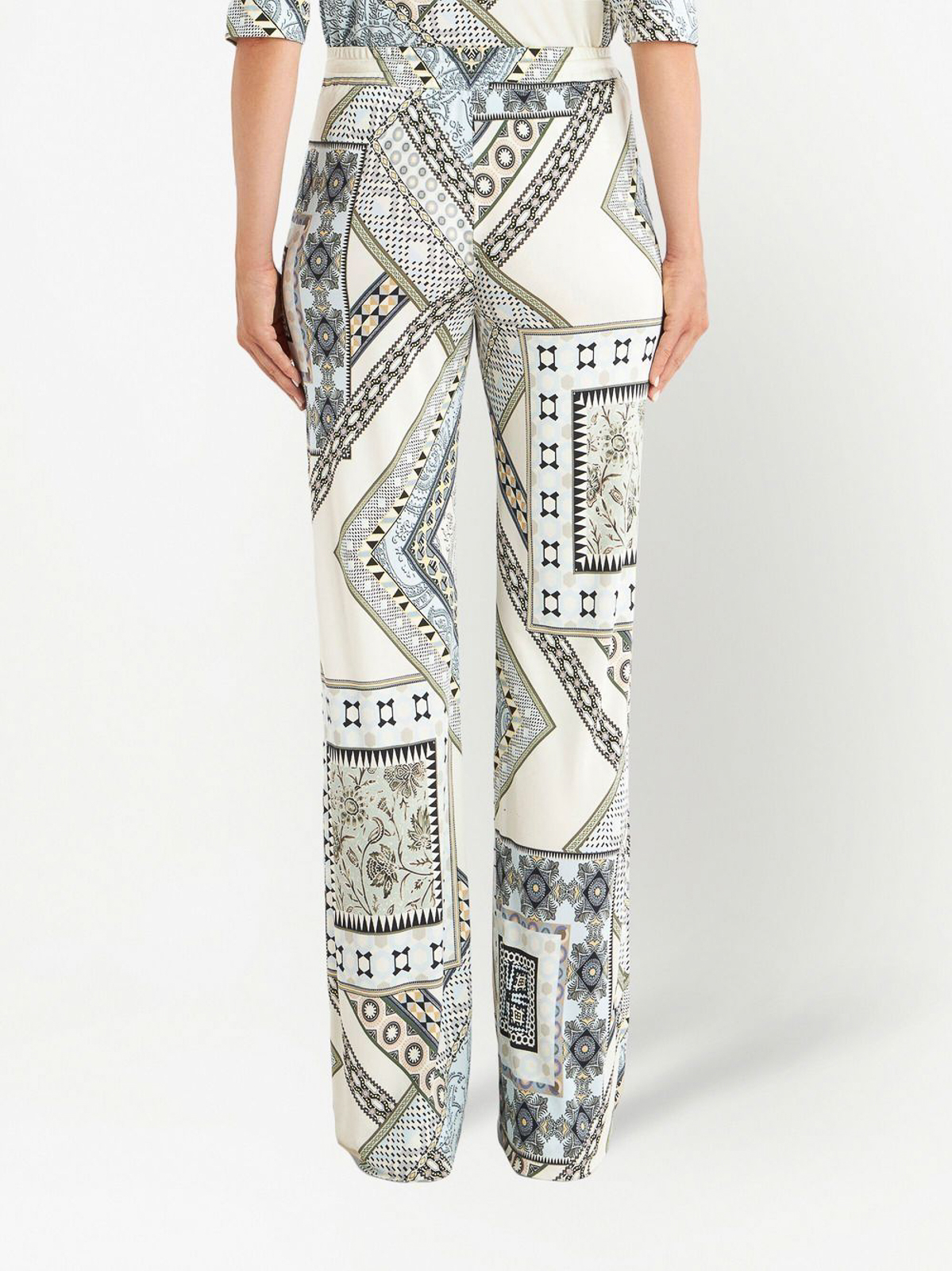 Shop Etro Straight Leg Trousers With Fantasy In Azul Claro