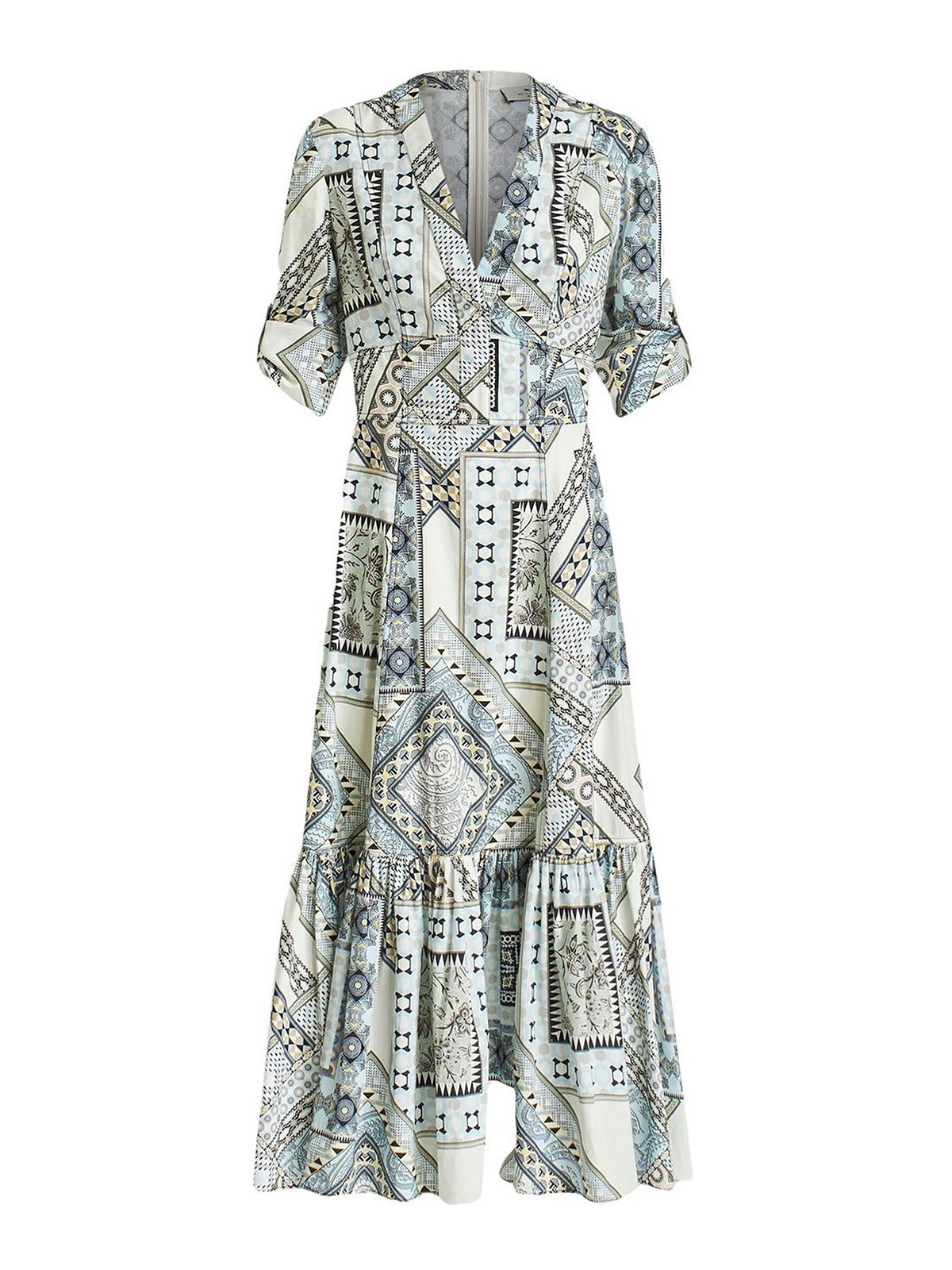 Etro Long Dress With Patterned Detailing In Azul Claro