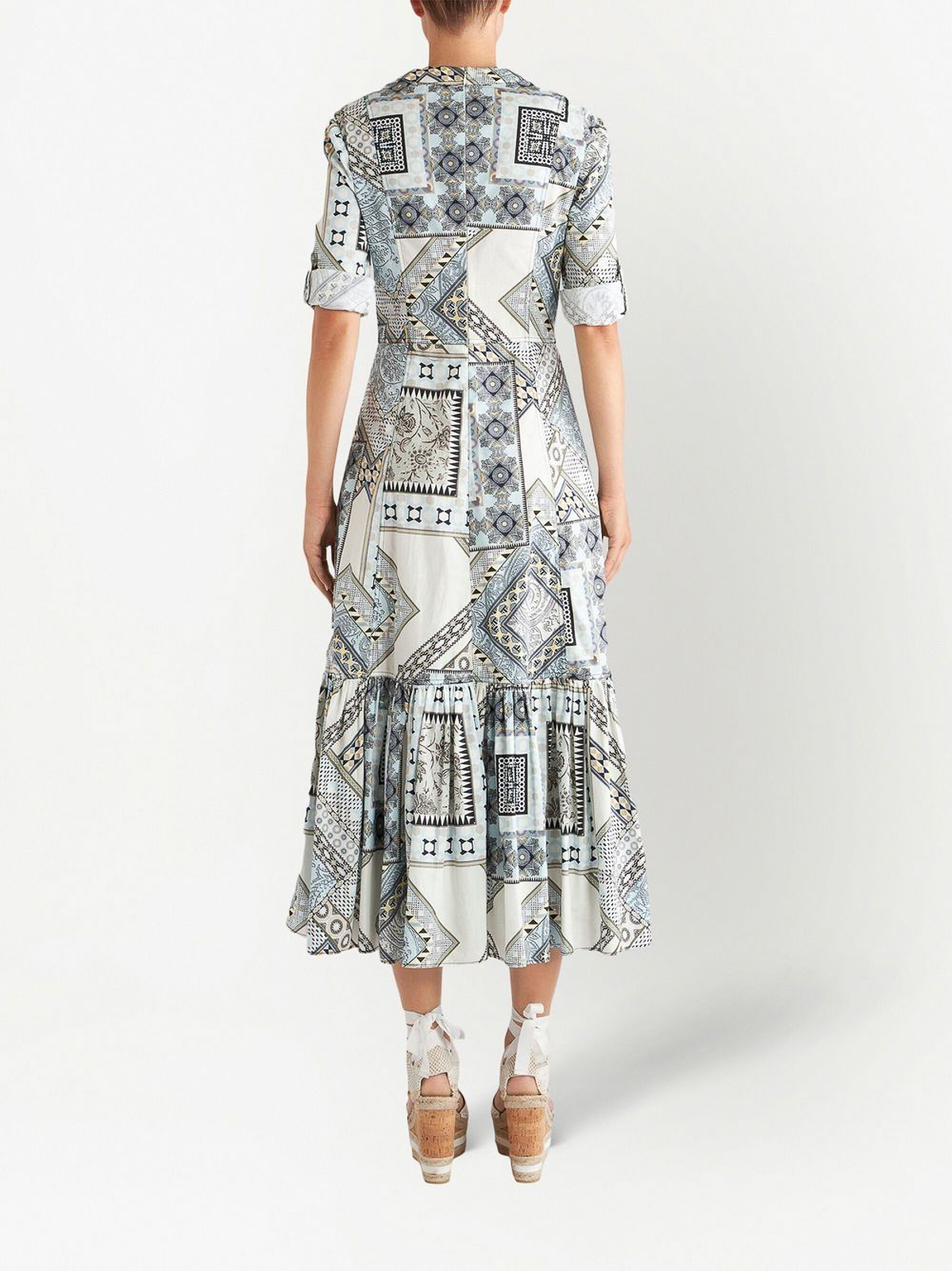 Shop Etro Long Dress With Patterned Detailing In Azul Claro