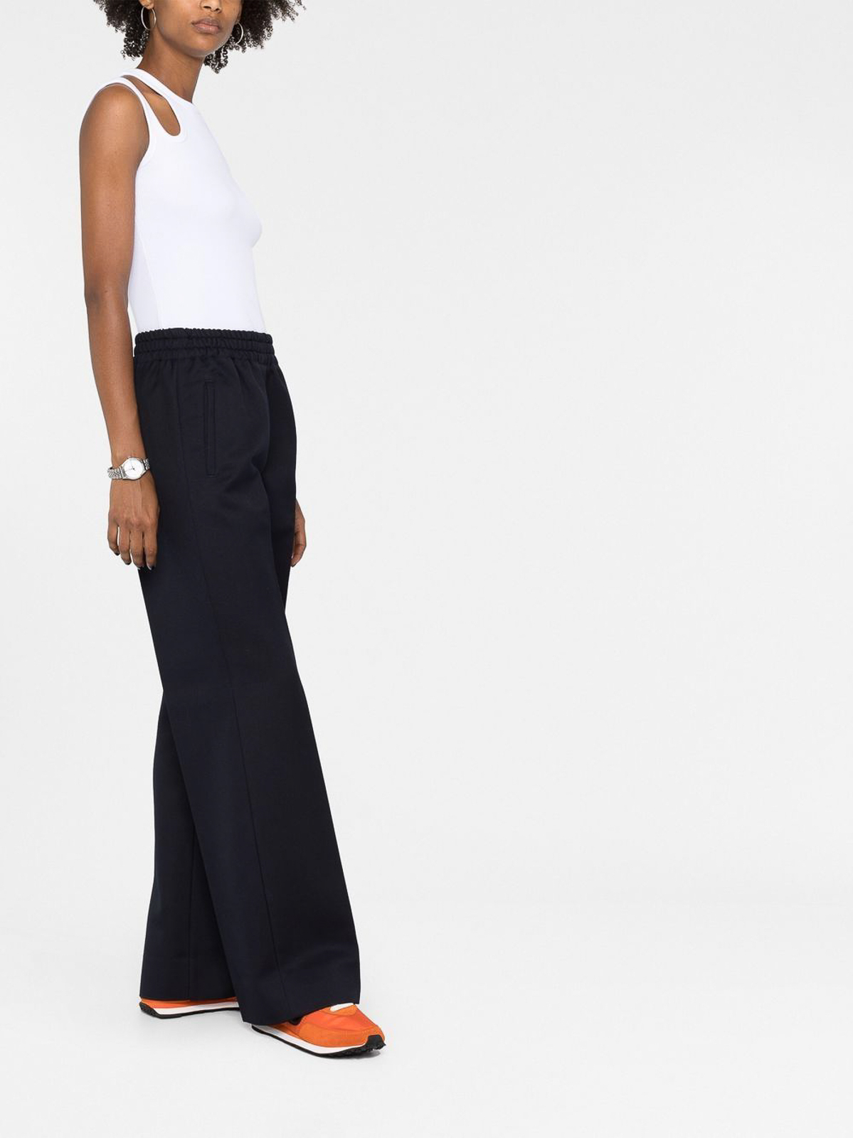 Shop Golden Goose Trousers With Elastic And Pleats In Blue